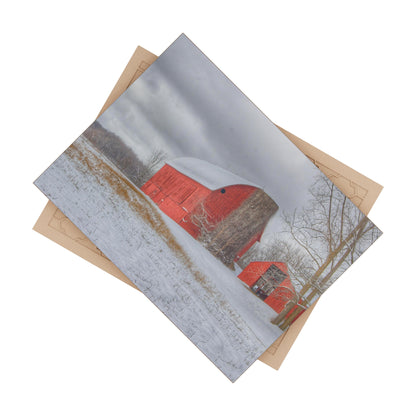 U R There Photography Catlin Reds in Winter II Rustic Farmhouse Decorative Ceramic Tile