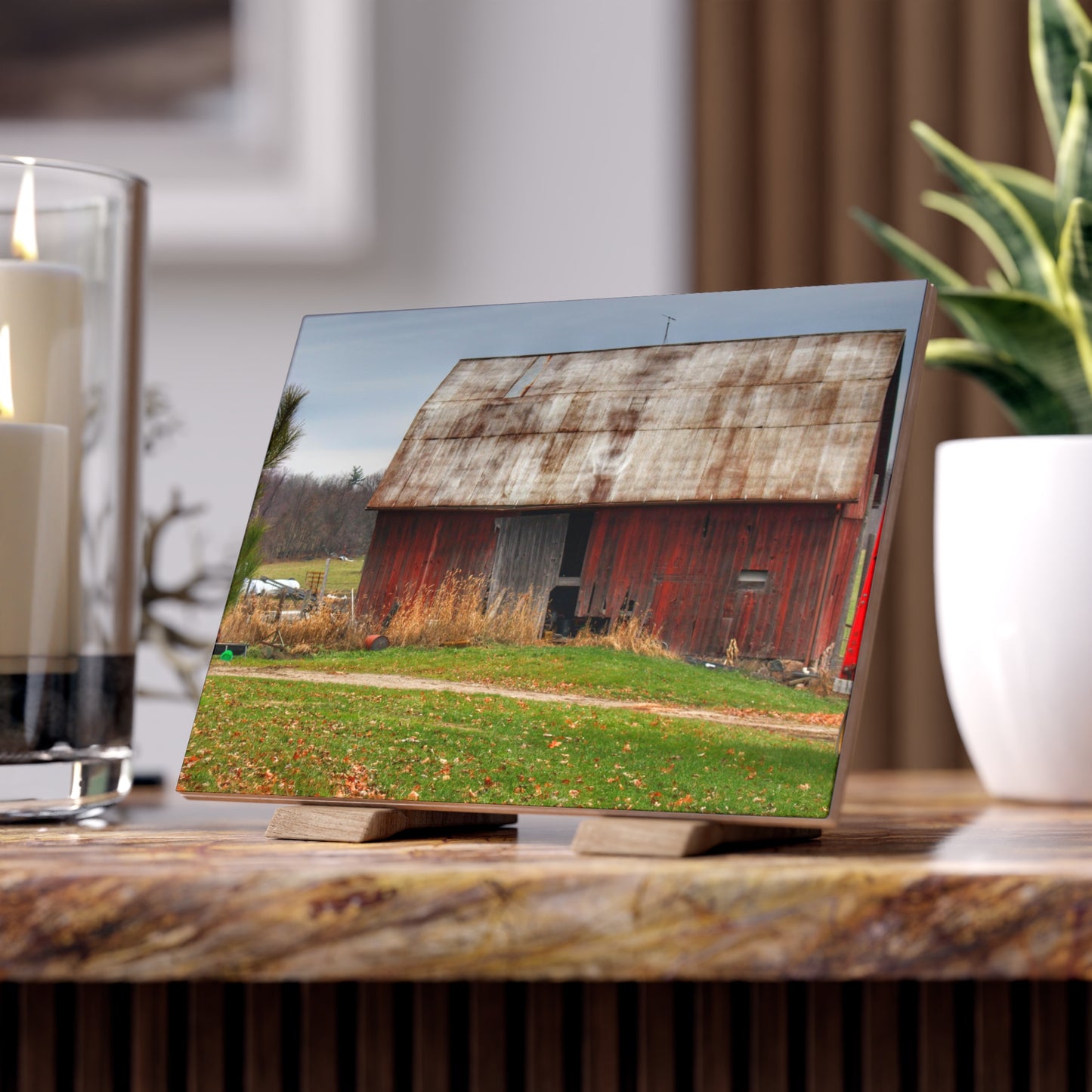 U R There Photography Castle Road Relic Red Rustic Farmhouse Decorative Ceramic Tile