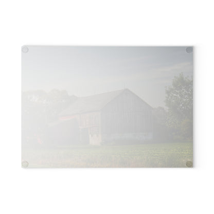 U R There Photography Pigeon Grey Saltbox Rustic Farmhouse Tempered-Glass Cutting Board