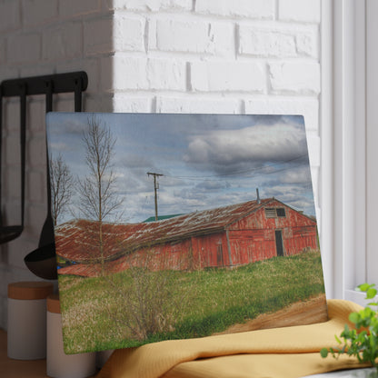 U R There Photography Centerline Sinking Shack Rustic Farmhouse Tempered-Glass Cutting Board