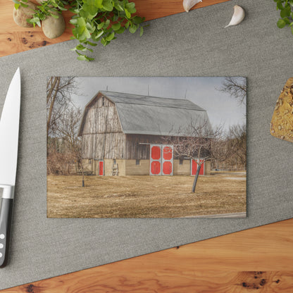 U R There Photography Sheridan Road Grey Rustic Farmhouse Tempered-Glass Cutting Board
