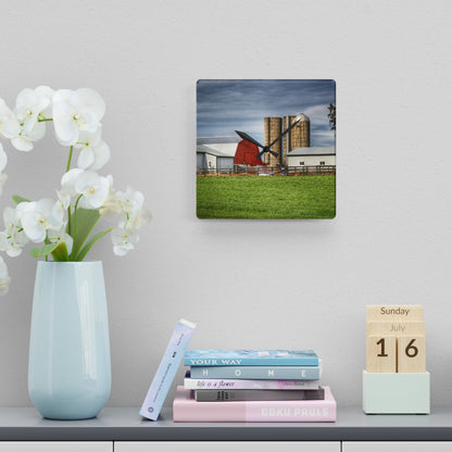 U R There Photography M-24 Northern Reds Farm Rustic Farmhouse Acrylic Analog Wall Clock