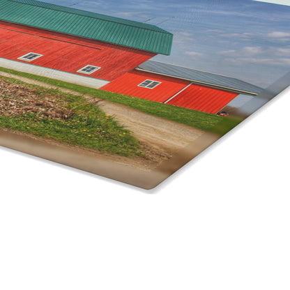 U R There Photography Coldwater Road Red II Rustic Farmhouse Tempered-Glass Cutting Board