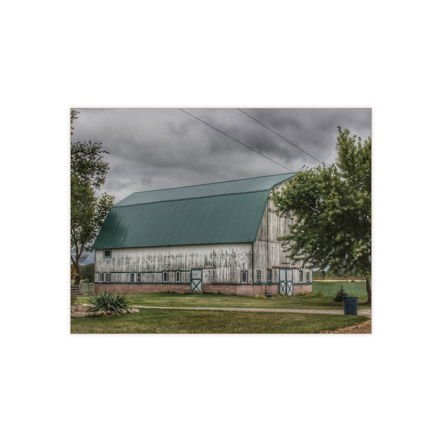 U R There Photography Bristol Road White II Rustic Farmhouse Decorative Ceramic Tile 6" × 8" Glossy