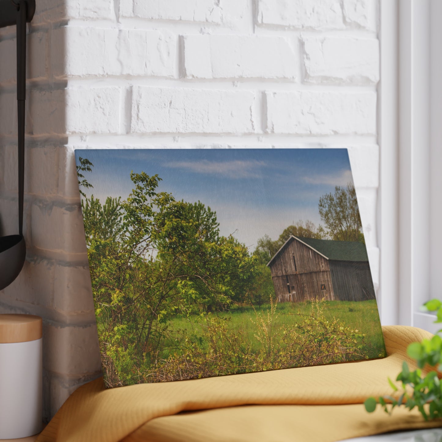 U R There Photography North Branch Little Grey Rustic Farmhouse Tempered-Glass Cutting Board