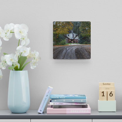U R There Photography Barn at the Bend Rustic Farmhouse Acrylic Analog Wall Clock