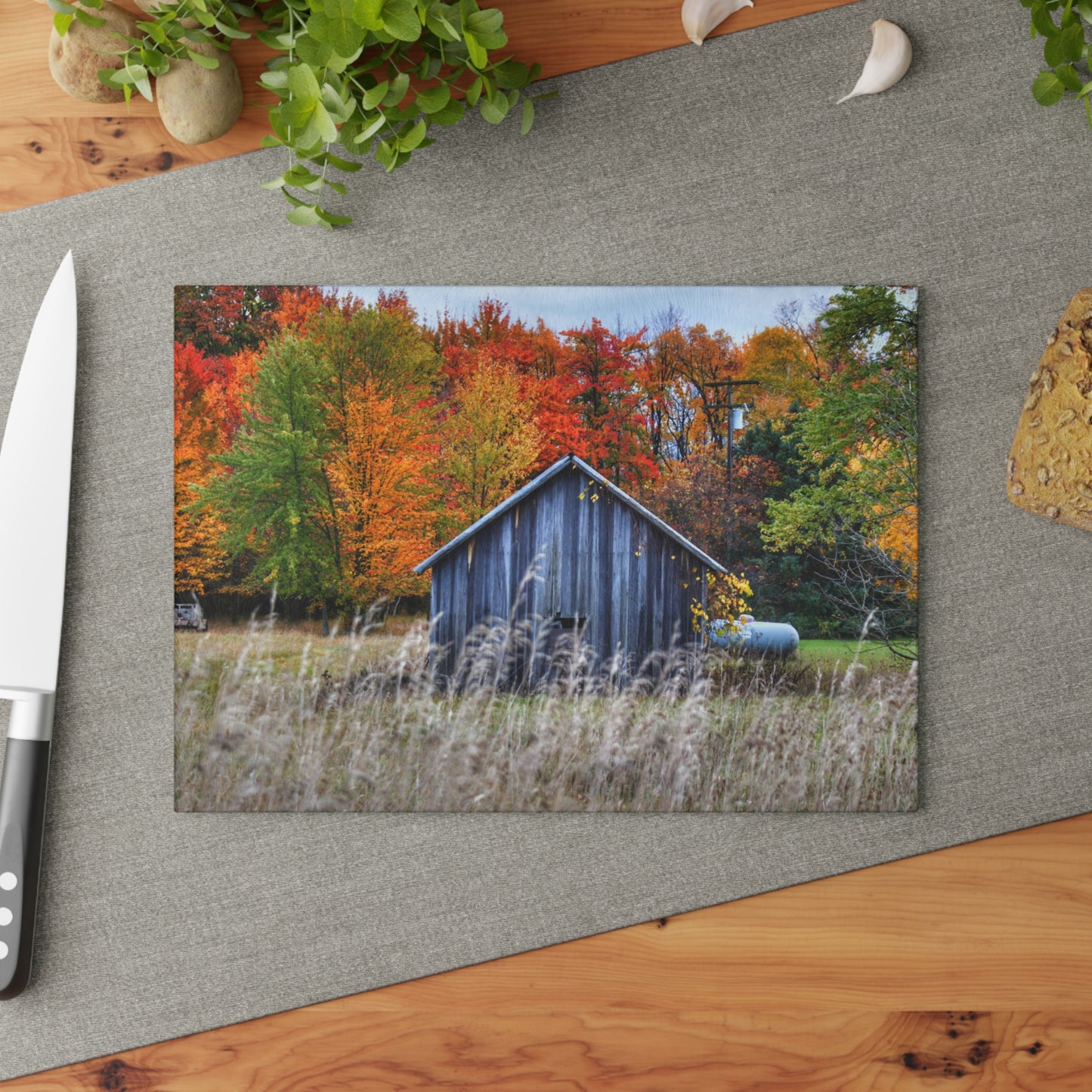 U R There Photography Beyond Church Road Little Grey Rustic Farmhouse Tempered-Glass Cutting Board