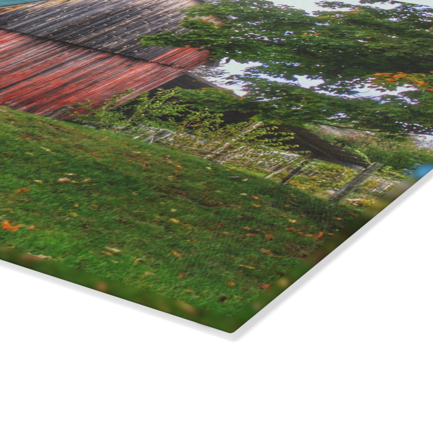 U R There Photography Frances Road Old Red I Rustic Farmhouse Tempered-Glass Cutting Board