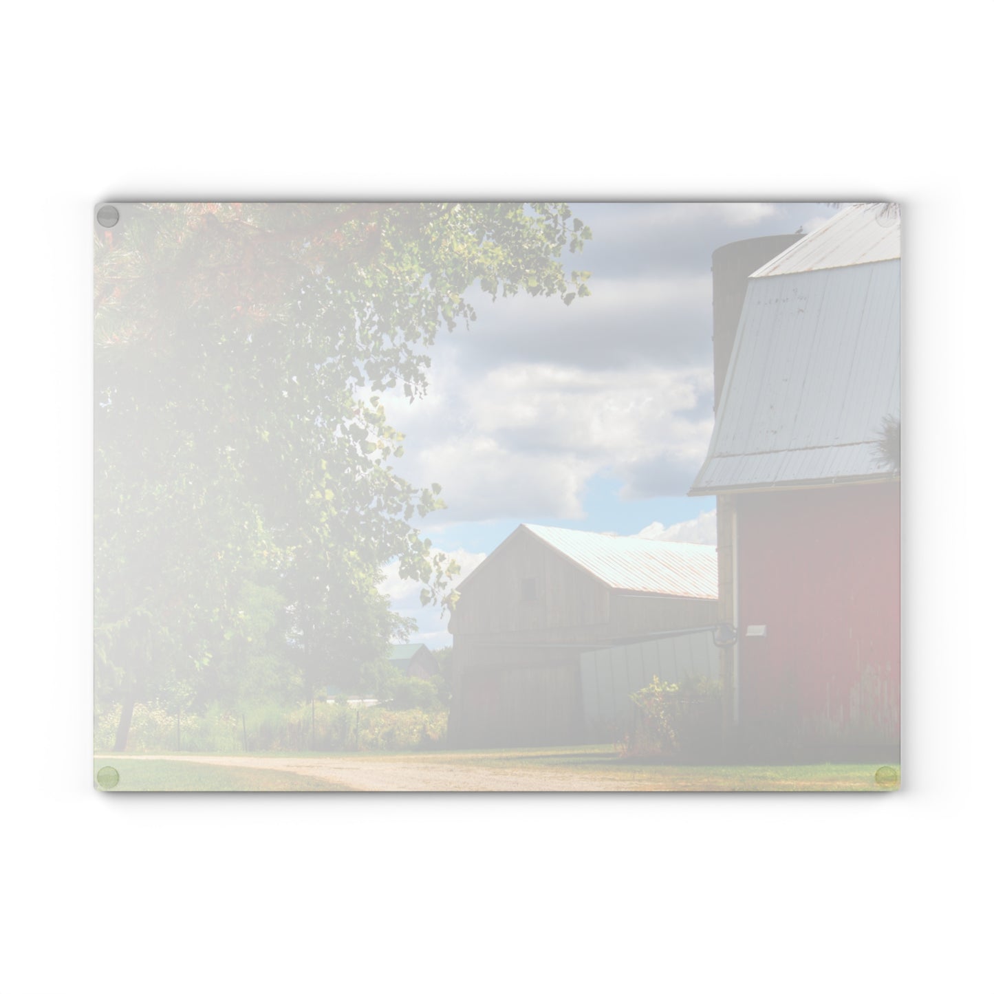 U R There Photography Hough Barn View Rustic Farmhouse Tempered-Glass Cutting Board