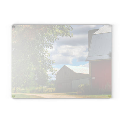 U R There Photography Hough Barn View Rustic Farmhouse Tempered-Glass Cutting Board