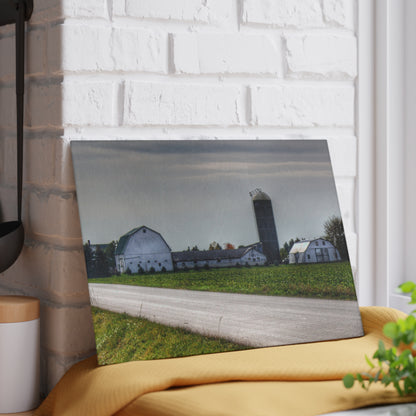 U R There Photography South Block Road Farm Rustic Farmhouse Tempered-Glass Cutting Board