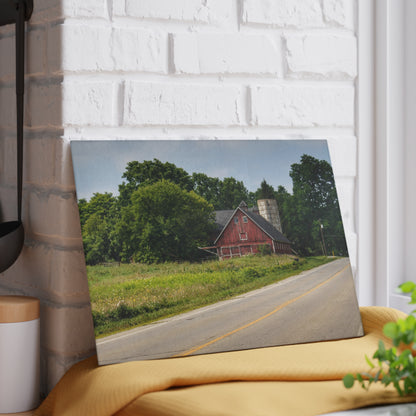 U R There Photography Metamora Red II Rustic Farmhouse Tempered-Glass Cutting Board