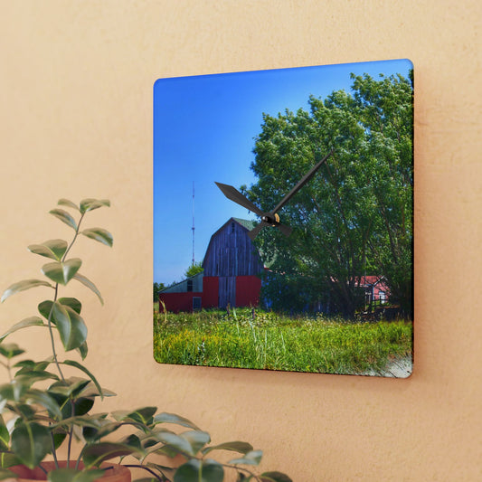U R There Photography East Farrand Grey Rustic Farmhouse Acrylic Analog Wall Clock