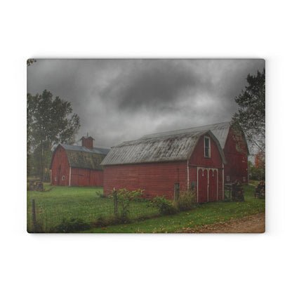 U R There Photography Cramton Road Reds II Rustic Farmhouse Tempered-Glass Cutting Board