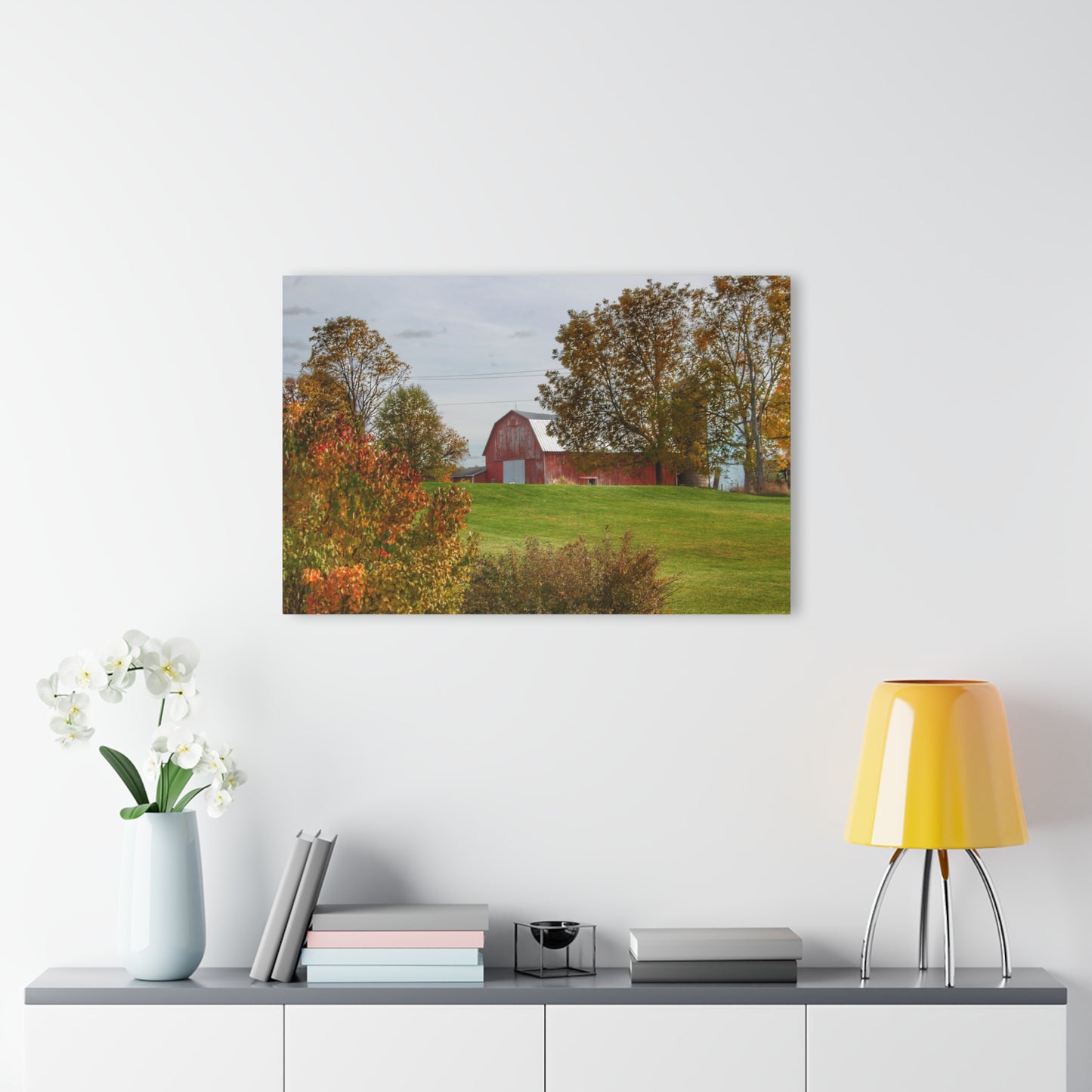 U R There Photography Lyons Road Red Rustic Farmhouse Acrylic Wall Print