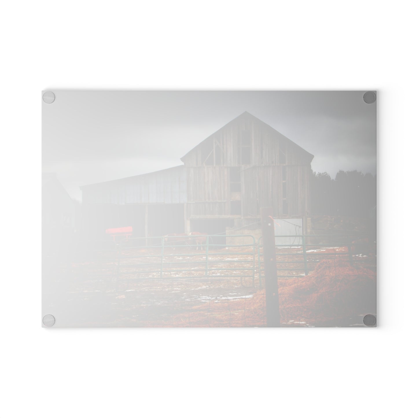 U R There Photography Chapman Road Grey II Rustic Farmhouse Tempered-Glass Cutting Board