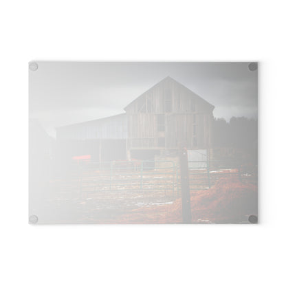 U R There Photography Chapman Road Grey II Rustic Farmhouse Tempered-Glass Cutting Board
