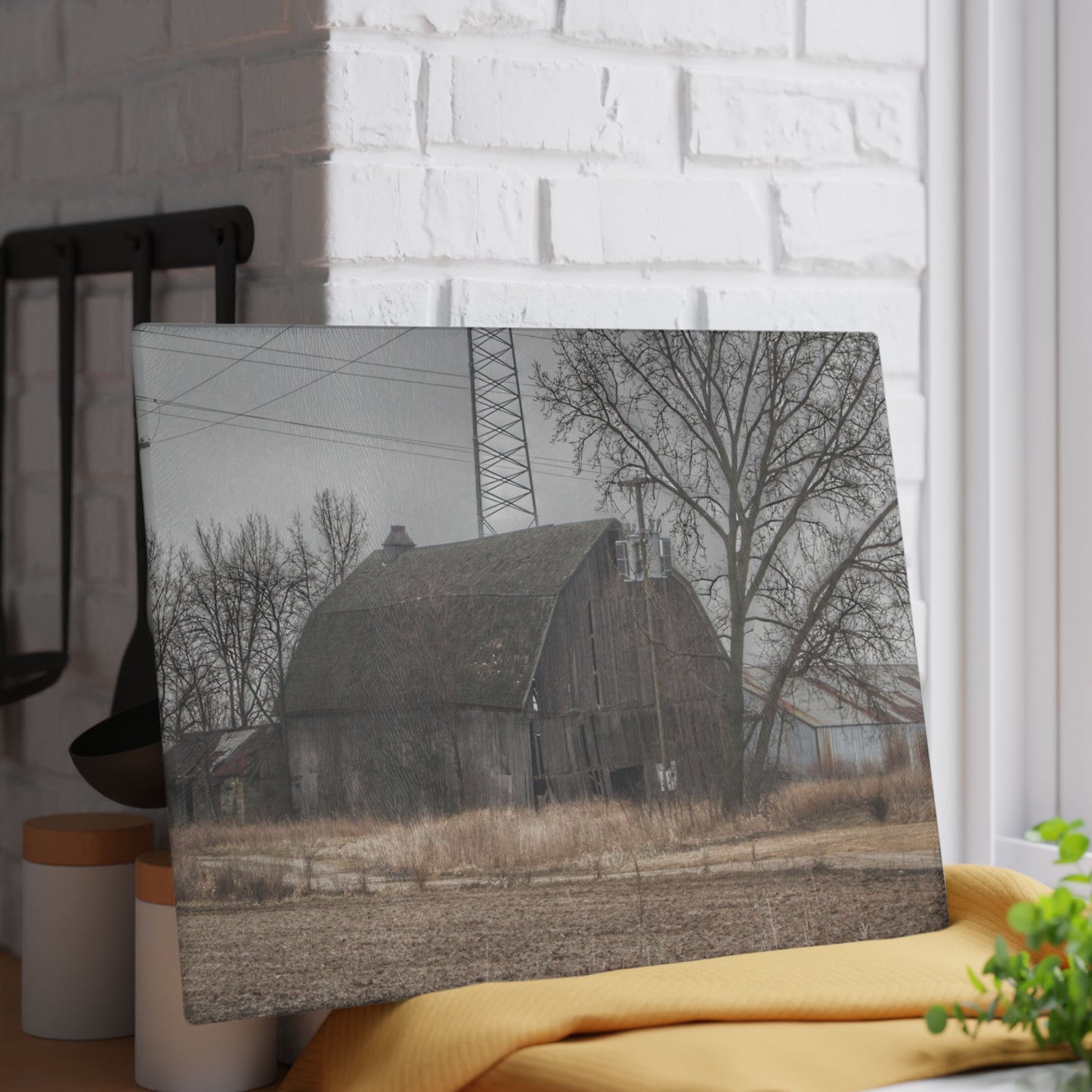 U R There Photography Barnes Road End of Days Rustic Farmhouse Tempered-Glass Cutting Board