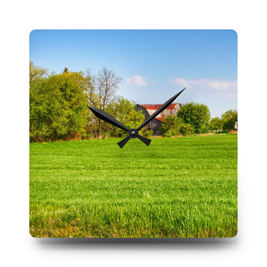 Deckerville Road Hidden Red Rustic Farmhouse Acrylic Analog Wall Clock