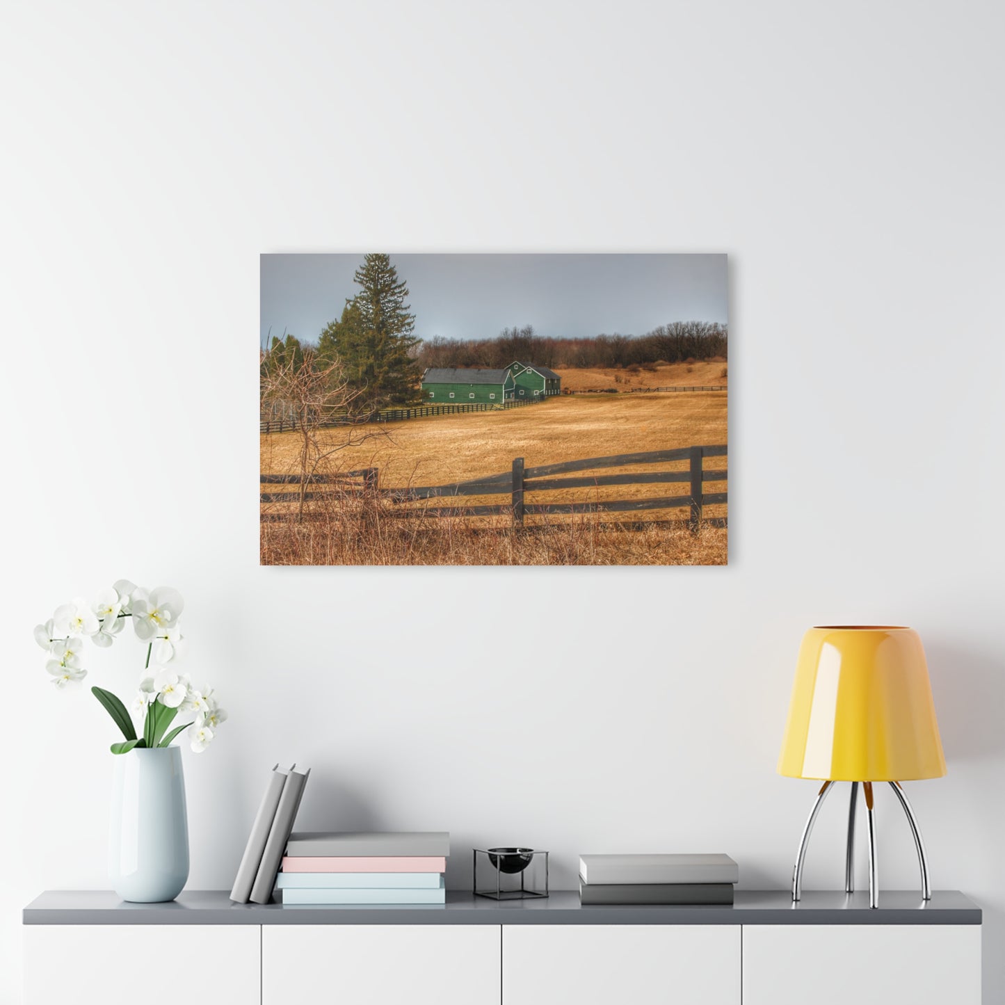 U R There Photography Green Barns and Broken Fences Rustic Farmhouse Acrylic Wall Print