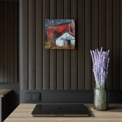 U R There Photography German Road Forgotten Red II Rustic Farmhouse Acrylic Analog Wall Clock