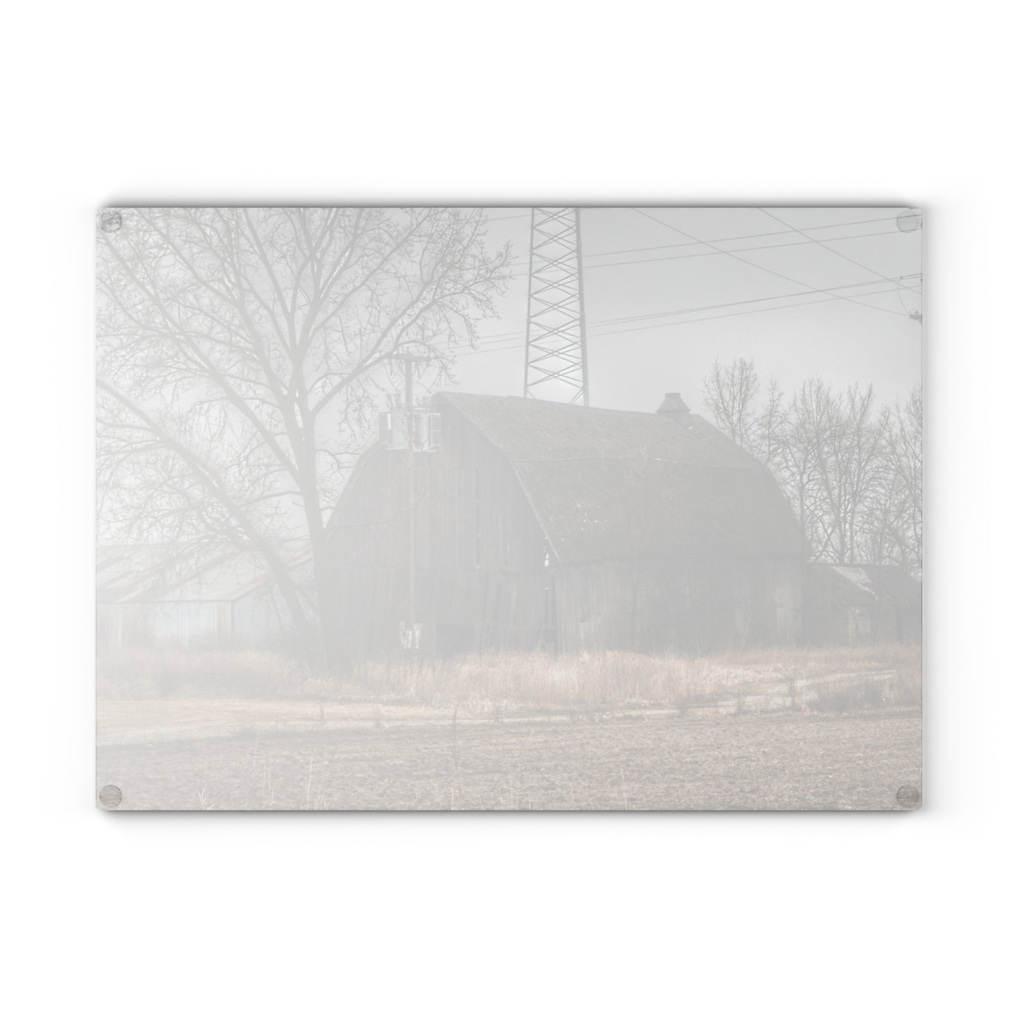 U R There Photography Barnes Road End of Days Rustic Farmhouse Tempered-Glass Cutting Board