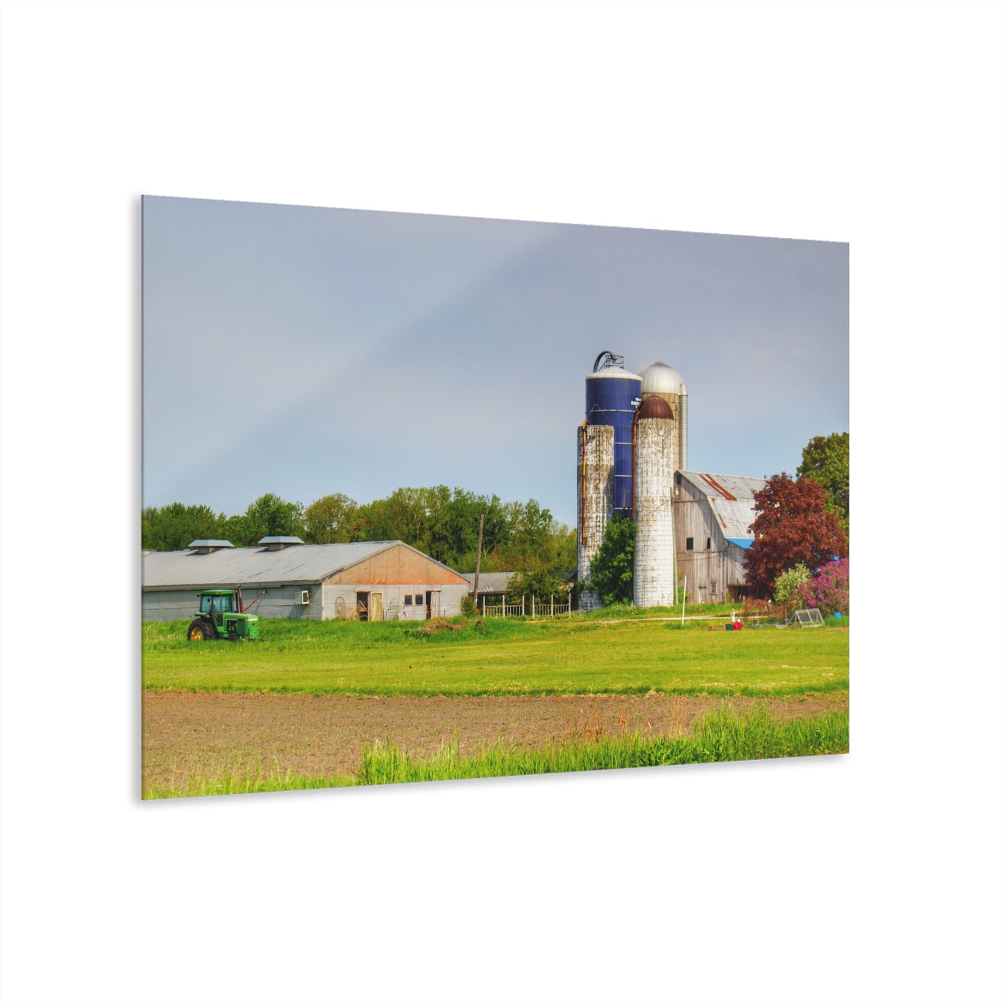 U R There Photography M-25 Old Grey and Silos Rustic Farmhouse Acrylic Wall Print
