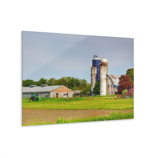 U R There Photography M-25 Old Grey and Silos Rustic Farmhouse Acrylic Wall Print