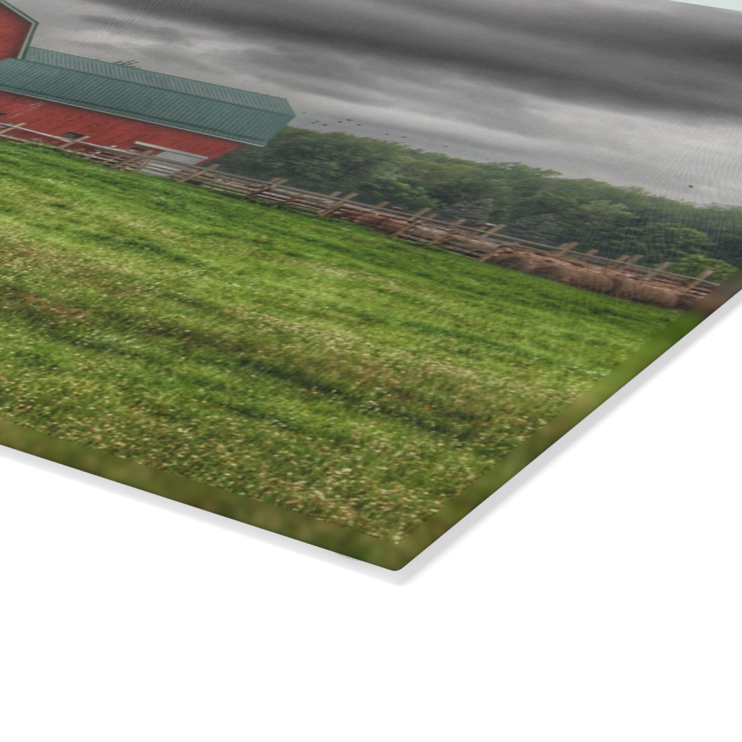 U R There Photography Clifford Road Red I Rustic Farmhouse Tempered-Glass Cutting Board