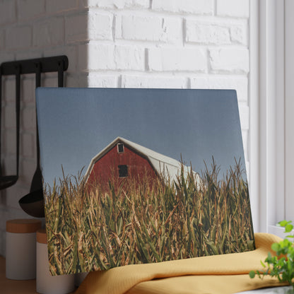 U R There Photography Beyond the Corn Rustic Farmhouse Tempered-Glass Cutting Board