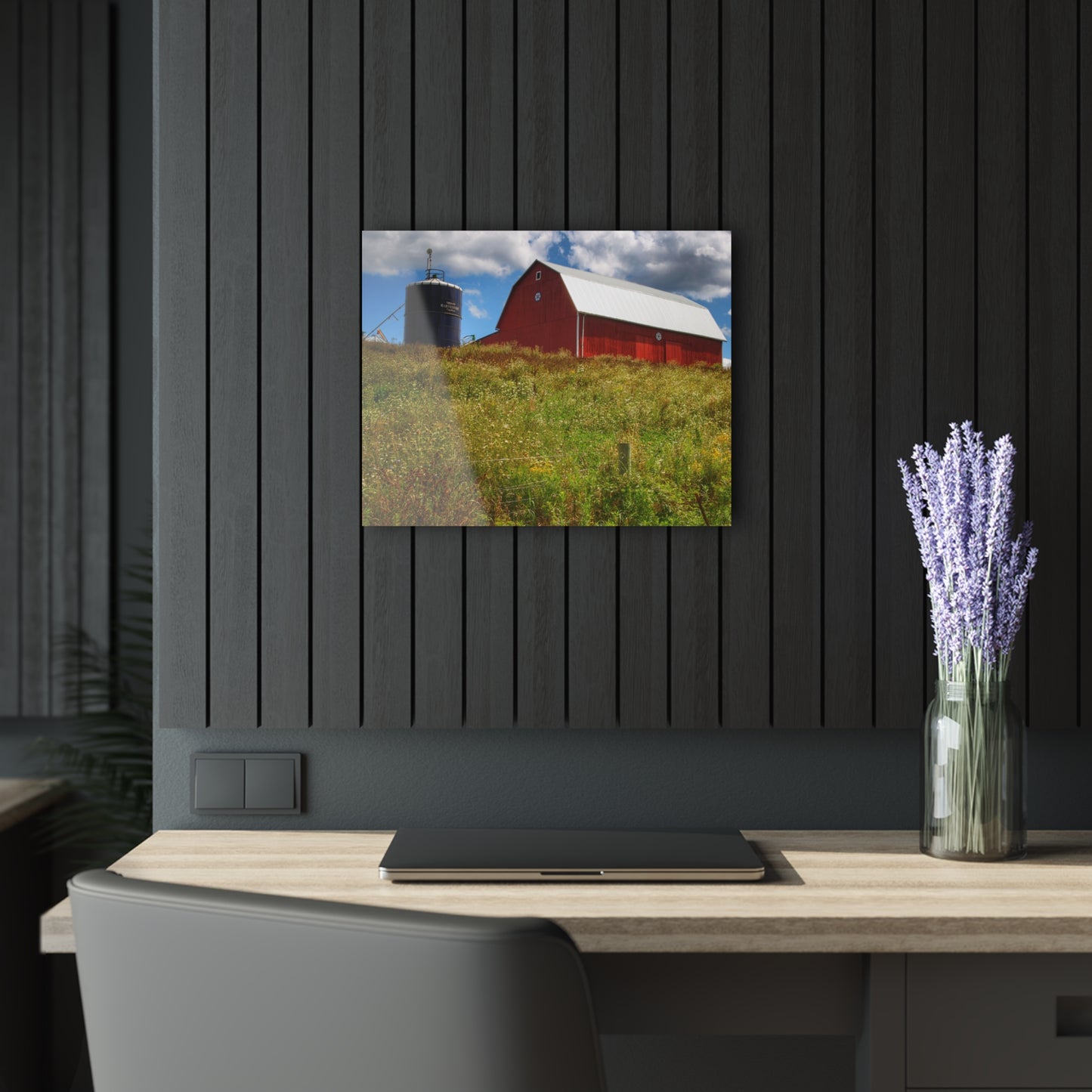 U R There Photography South Henderson Road Hilltop Red I Rustic Farmhouse Acrylic Wall Print
