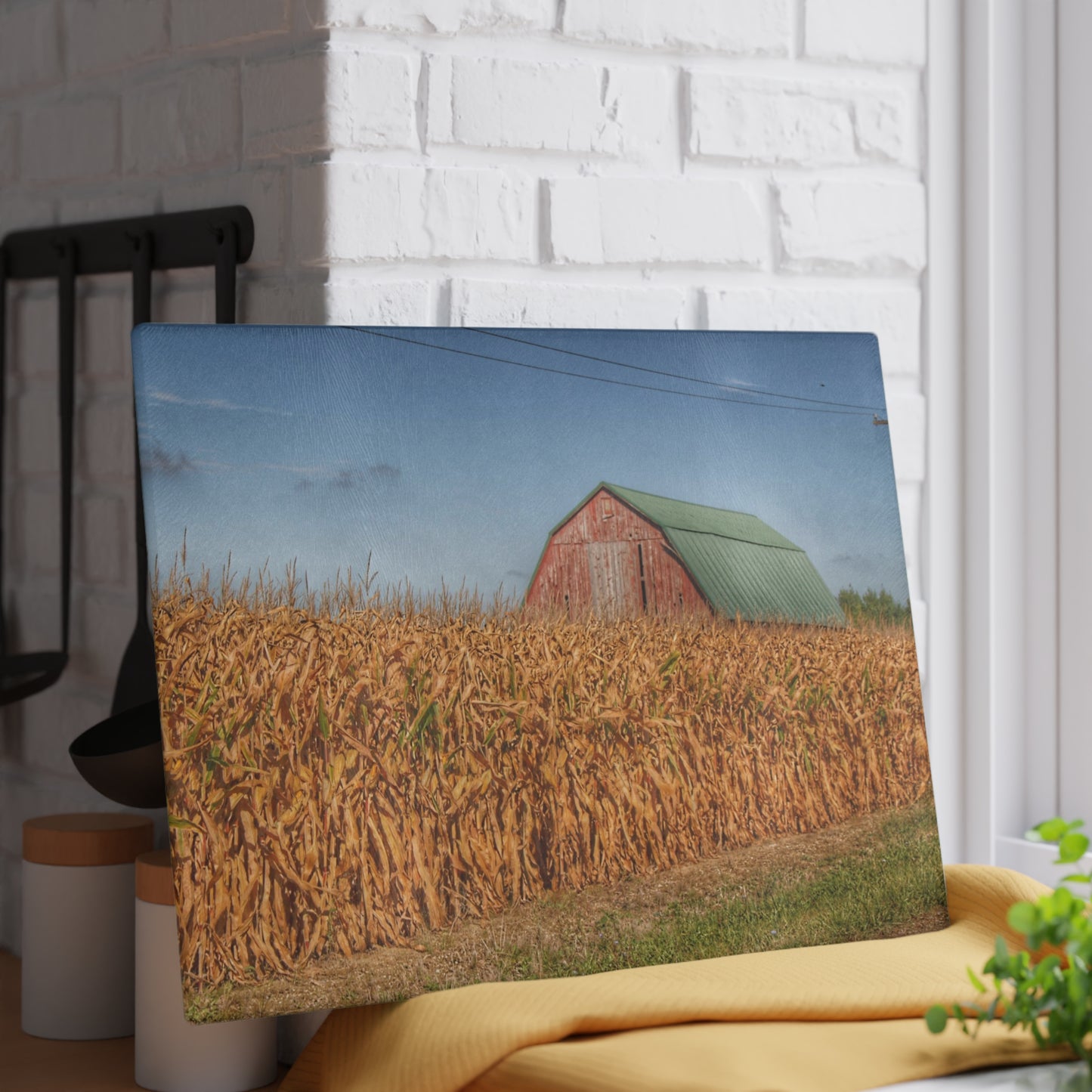 U R There Photography Beyond the Harvest Corn I Rustic Farmhouse Tempered-Glass Cutting Board