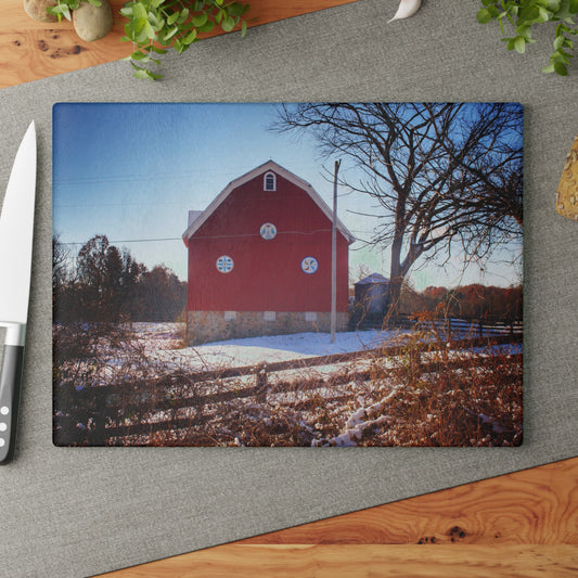 U R There Photography Groveland Red Rustic Farmhouse Tempered-Glass Cutting Board