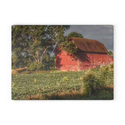 U R There Photography Genesee Road Red II Rustic Farmhouse Tempered-Glass Cutting Board