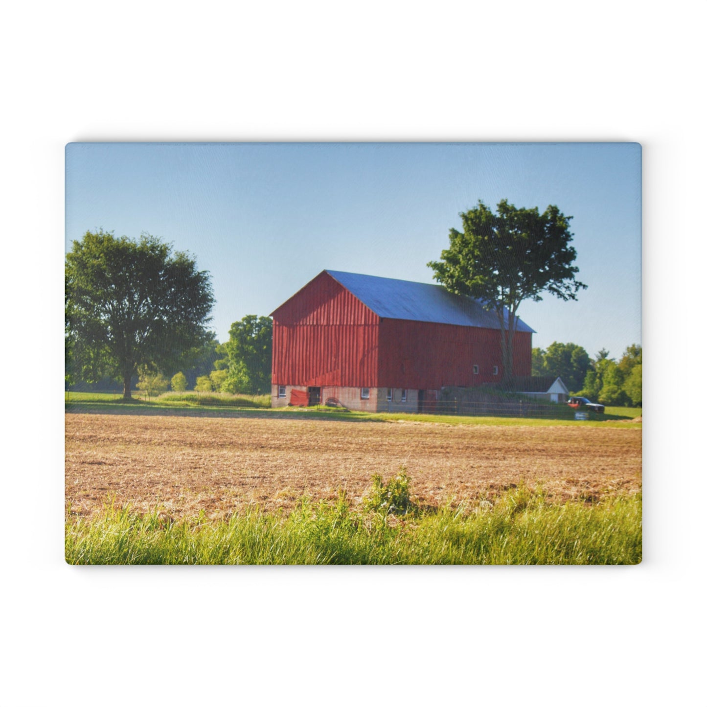 U R There Photography Morris Road Red Rustic Farmhouse Tempered-Glass Cutting Board