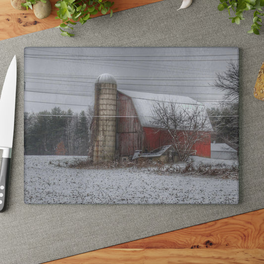 U R There Photography Arbela Road Red Rustic Farmhouse Tempered-Glass Cutting Board