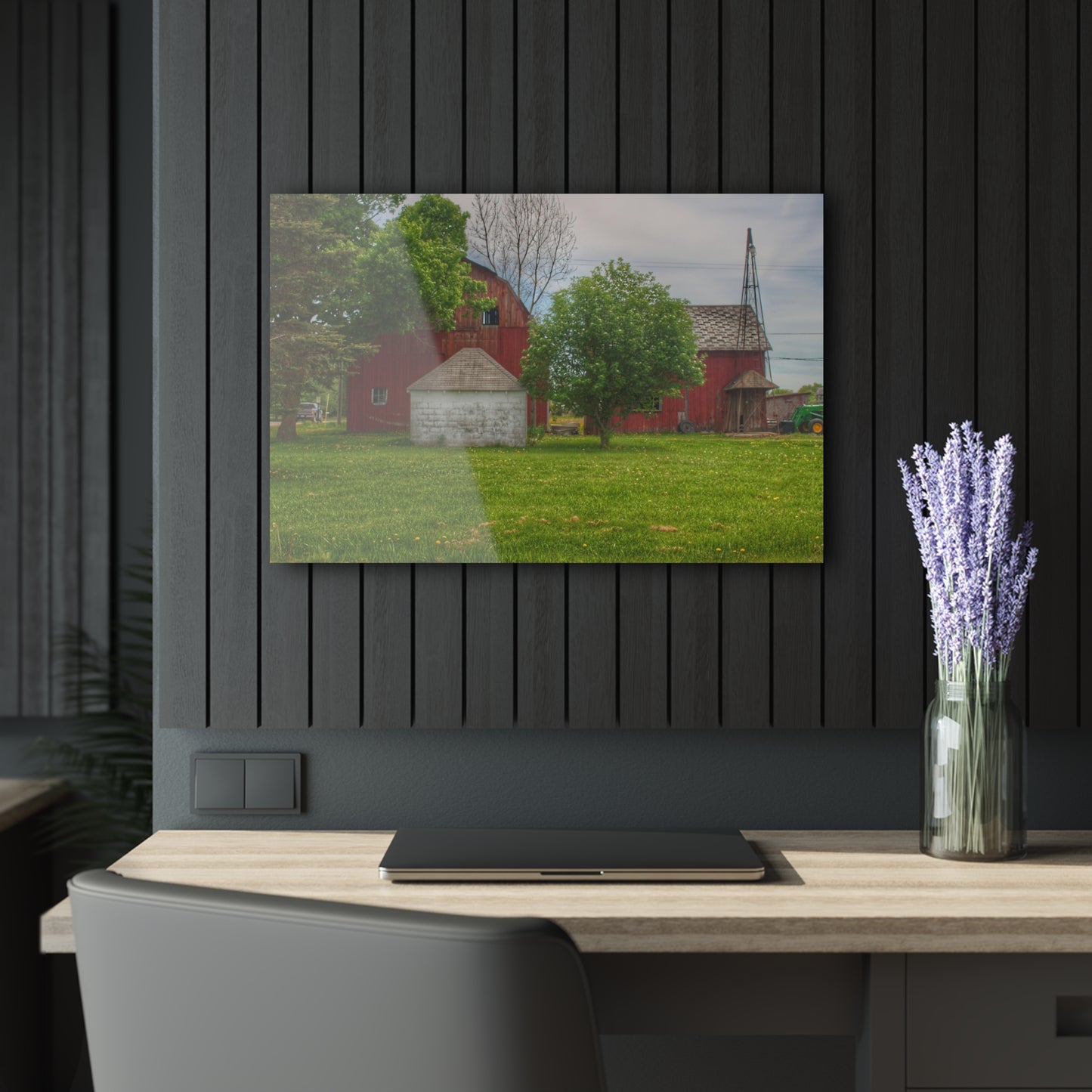 U R There Photography Roods Lake Road Red I Rustic Farmhouse Acrylic Wall Print