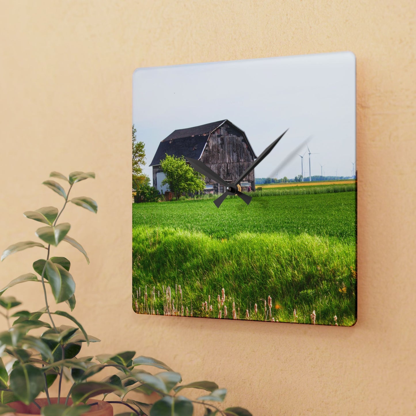 U R There Photography North Graf Road Old Grey Rustic Farmhouse Acrylic Analog Wall Clock