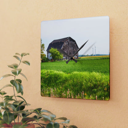 U R There Photography North Graf Road Old Grey Rustic Farmhouse Acrylic Analog Wall Clock