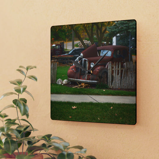 U R There Photography Oak Road Metamora Mechanics Rustic Farmhouse Acrylic Analog Wall Clock