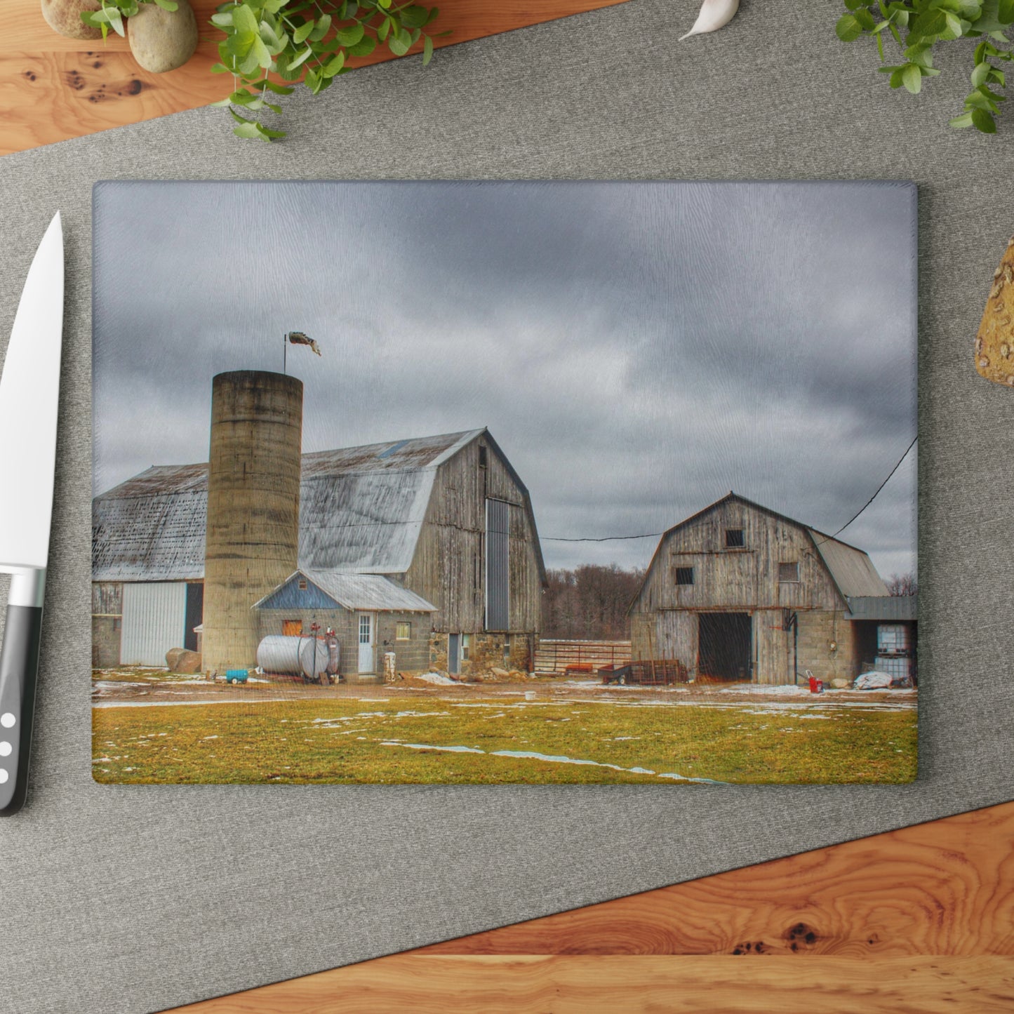 U R There Photography Chapman Road Greys Rustic Farmhouse Tempered-Glass Cutting Board