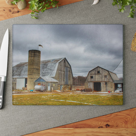 U R There Photography Chapman Road Greys Rustic Farmhouse Tempered-Glass Cutting Board
