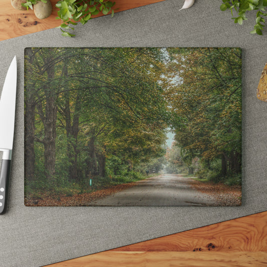 U R There Photography Country Roads in Millington Rustic Farmhouse Tempered-Glass Cutting Board