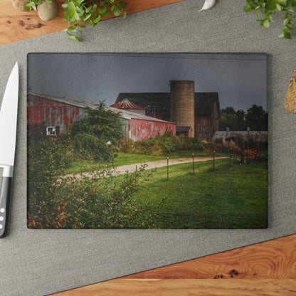 U R There Photography Path of Barns Rustic Farmhouse Tempered-Glass Cutting Board