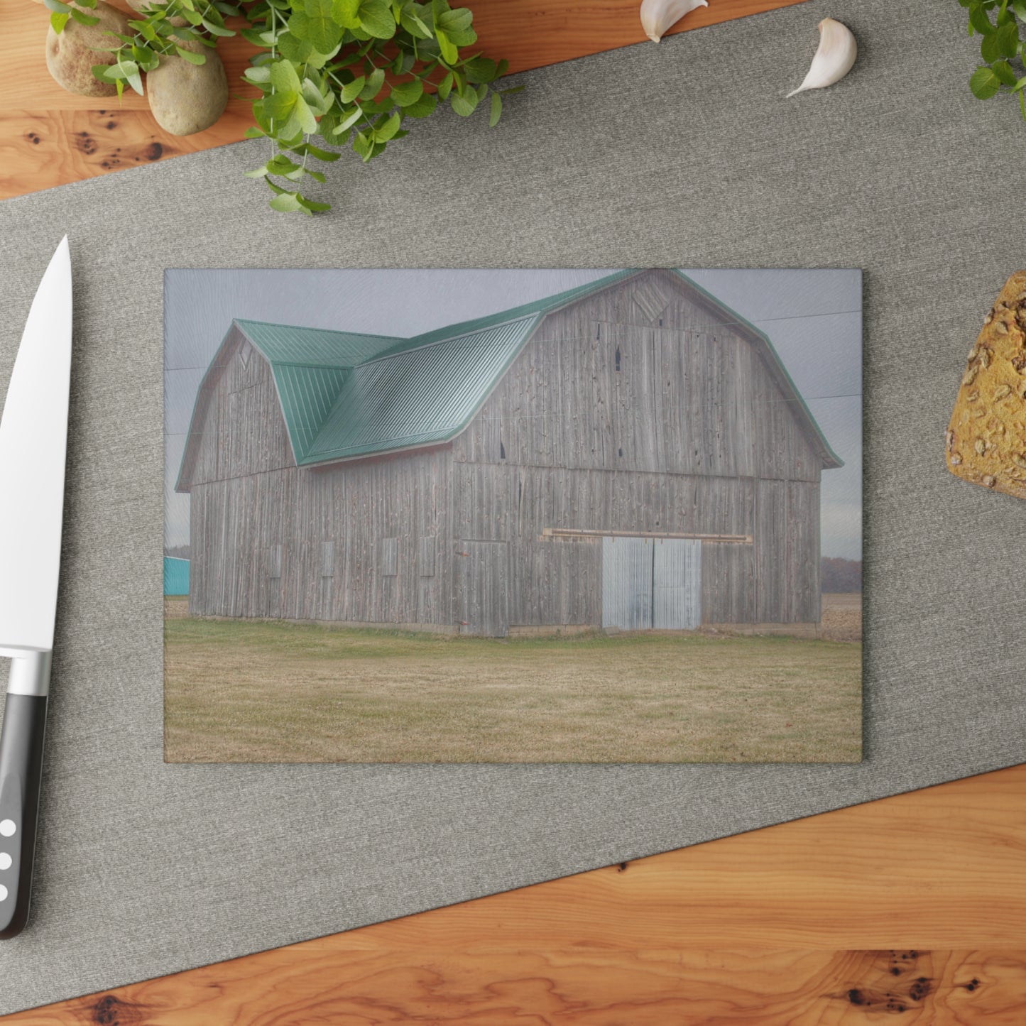 U R There Photography Forest Road Grey Rustic Farmhouse Tempered-Glass Cutting Board
