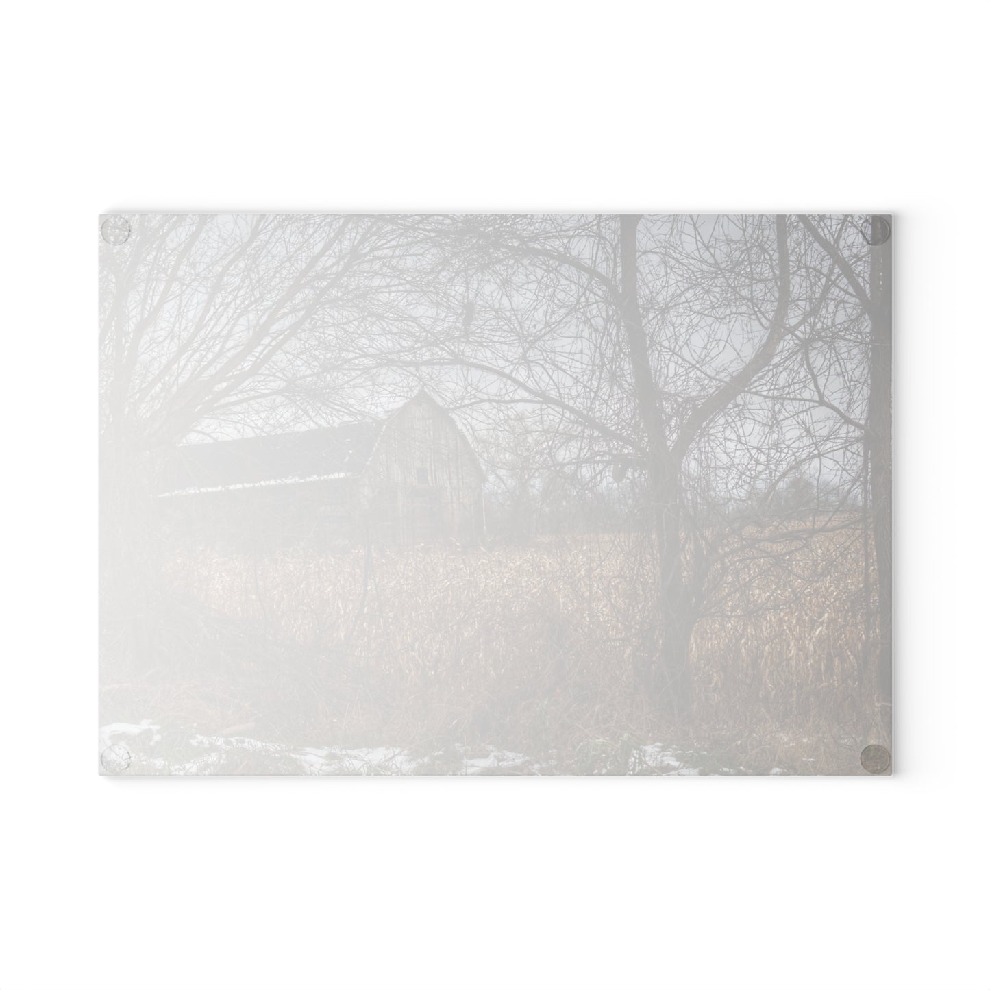U R There Photography North Oxford Road Grey I Rustic Farmhouse Tempered-Glass Cutting Board