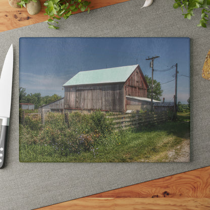 U R There Photography Castle Road Cow Barn I Rustic Farmhouse Tempered-Glass Cutting Board