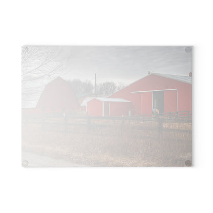 U R There Photography January Reds Rustic Farmhouse Tempered-Glass Cutting Board