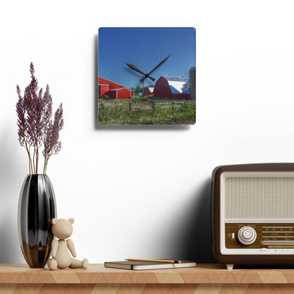 U R There Photography Mount Morris Road Farm and Horse Rustic Farmhouse Acrylic Analog Wall Clock