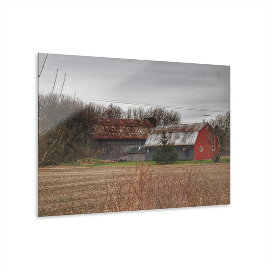 U R There Photography South Summers Road Rusted Grey and Little Red Rustic Farmhouse Acrylic Wall Print